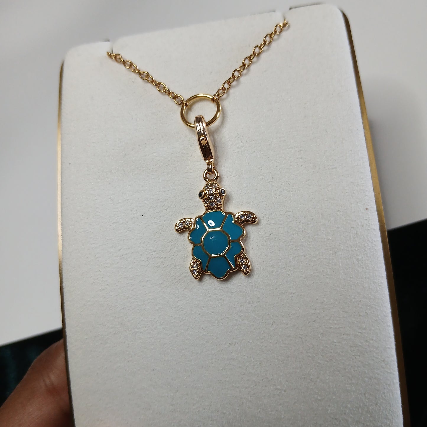 Though it Tarry - Turtle and Rhinestone Charm