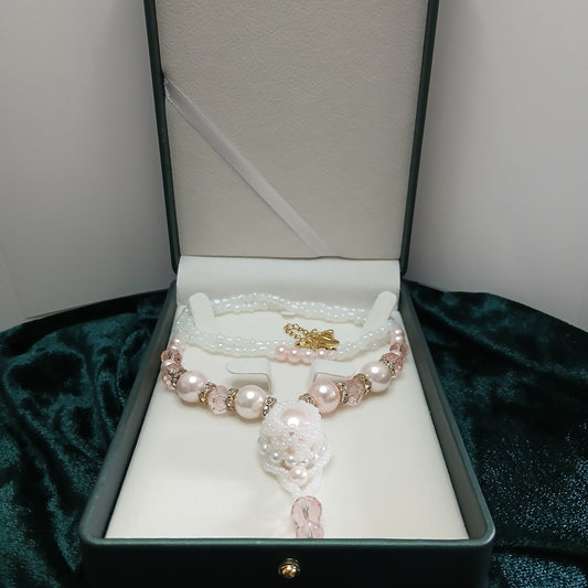 Princess - Glass Pearl and Crystal Necklace