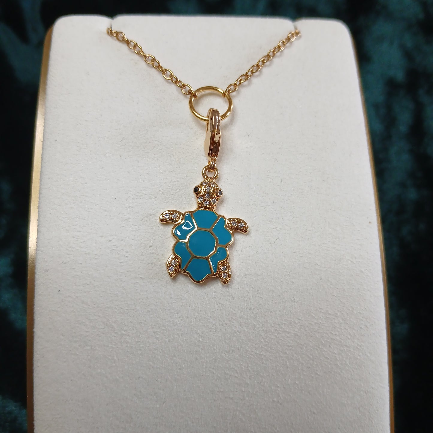Though it Tarry - Turtle and Rhinestone Charm