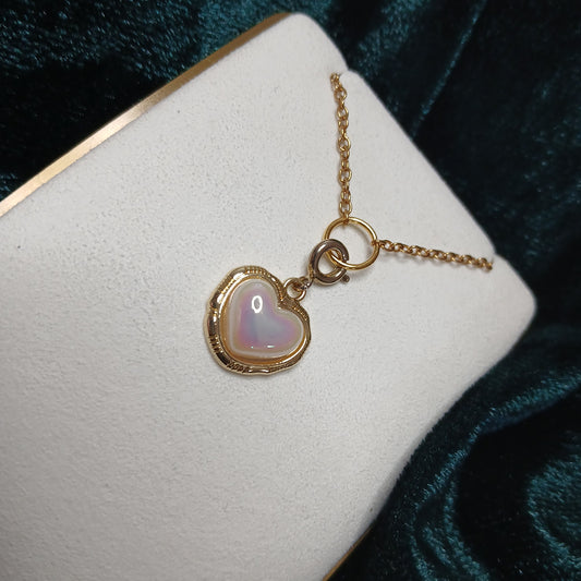 A Pure Heart in Me - Pearlescent Golden Bezel Heart Charm