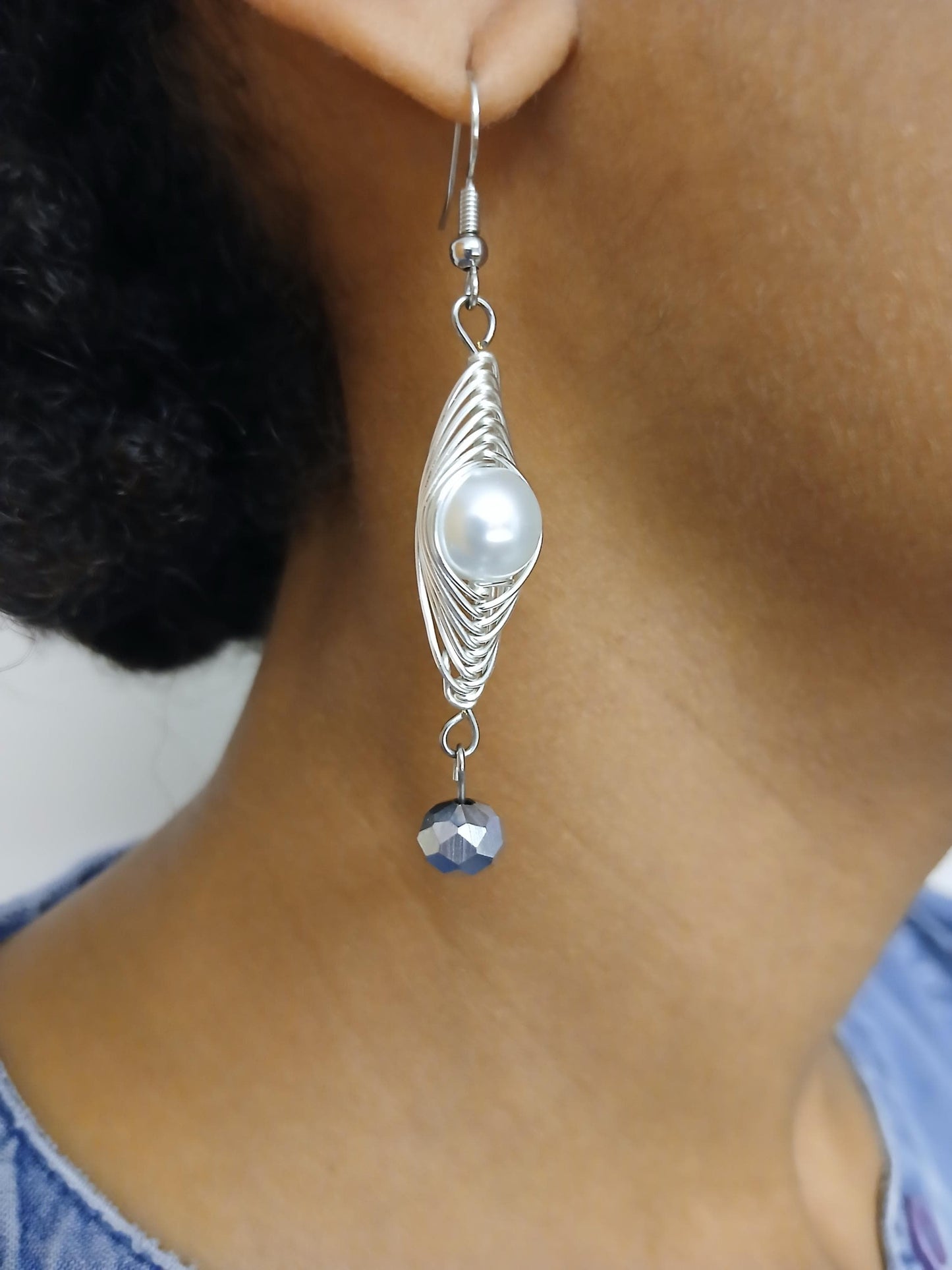 Praise the LORD at All Times - Wirework Drop Earrings Fishhook Earwire Elegant Glass Pearl Jewelry