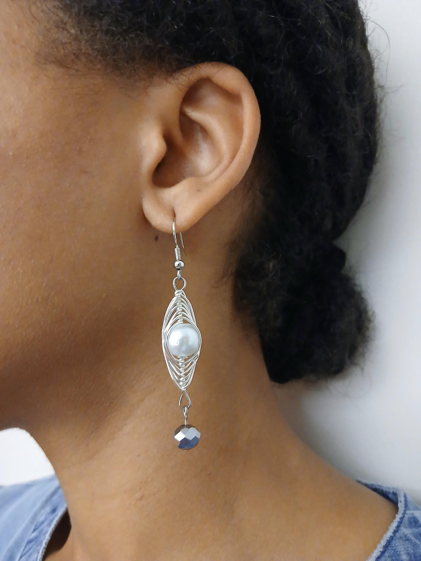 Praise the LORD at All Times - Wirework Drop Earrings Fishhook Earwire Elegant Glass Pearl Jewelry