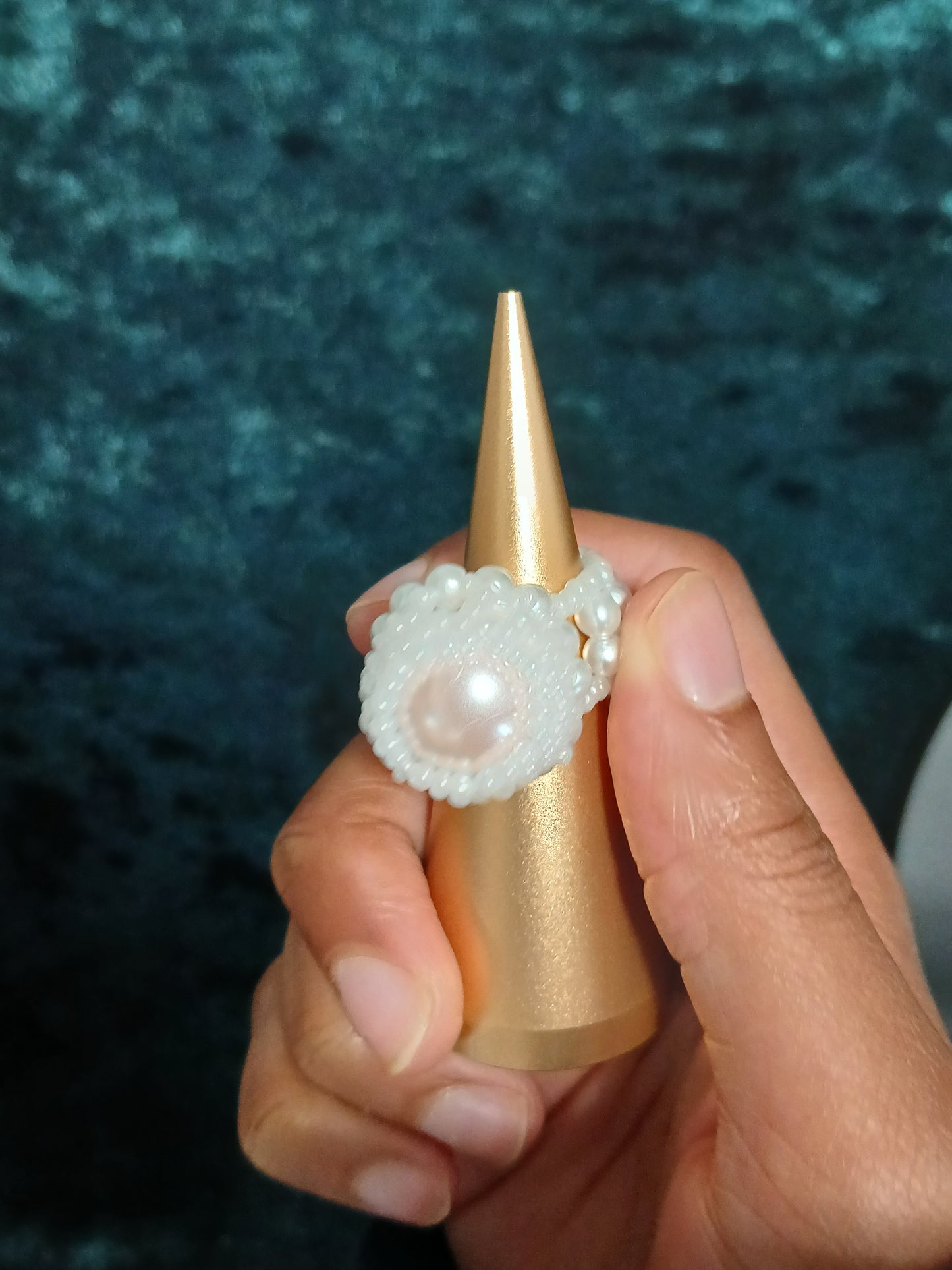 Princess - Bezeled Pearl Ring