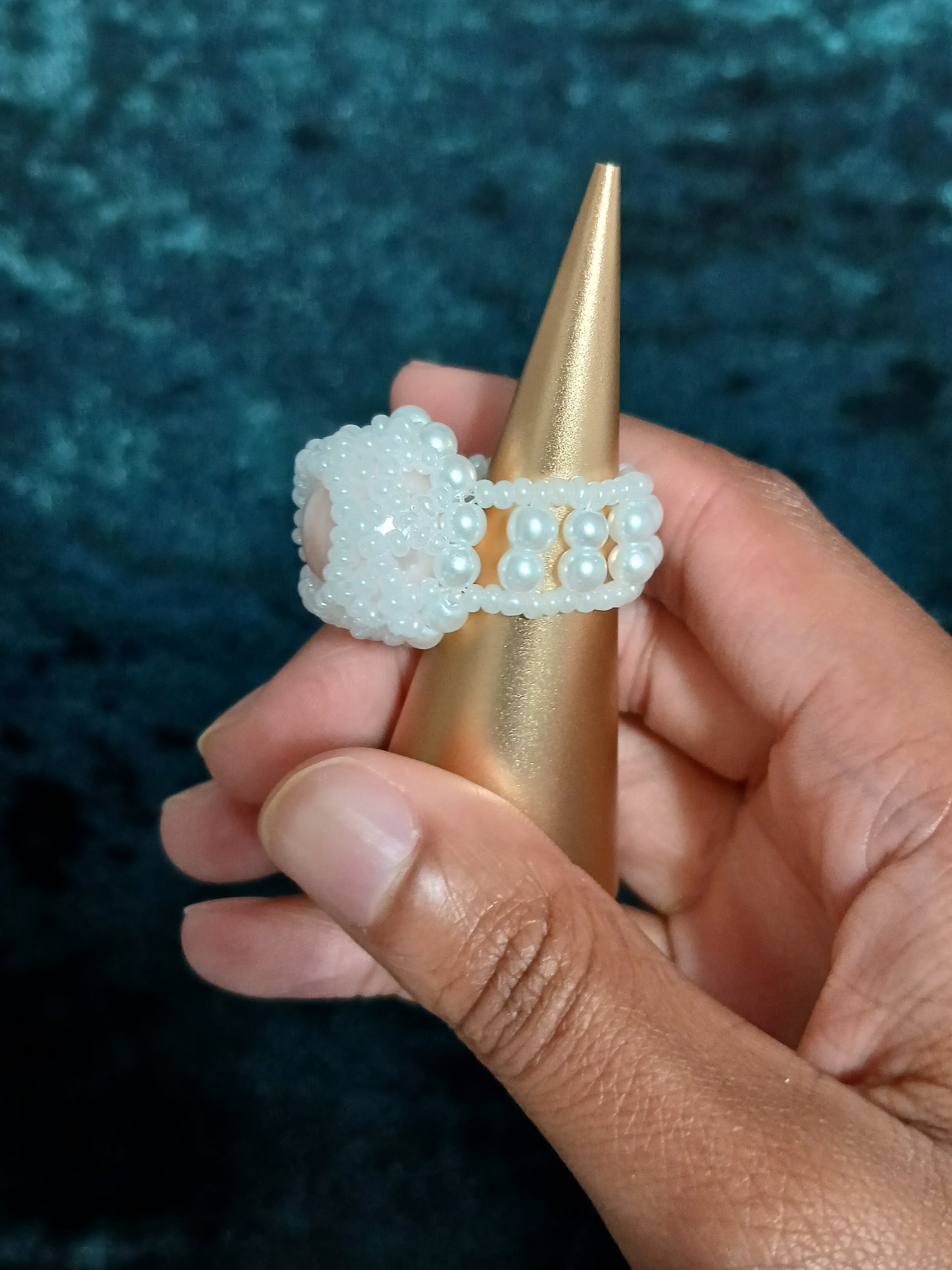 Princess - Bezeled Pearl Ring